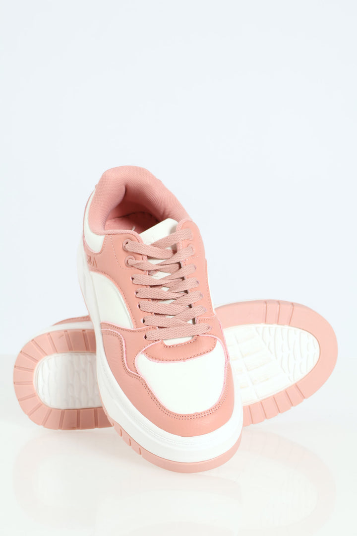 Reagan Platform Chunky Sneaker-White/Pink