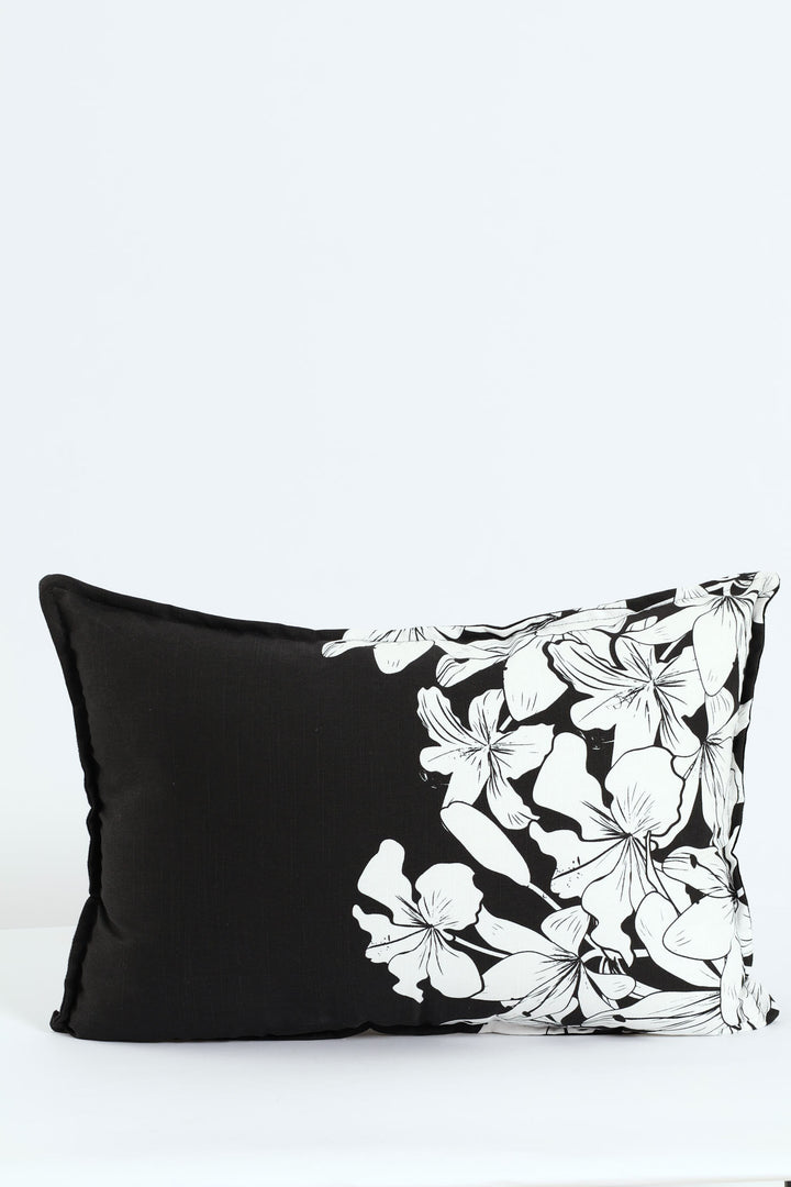 Black & White Bouquet Scatter Cushion - Black