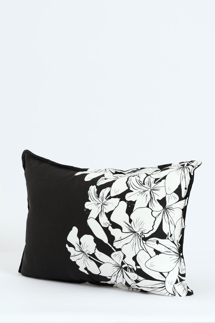 Black & White Bouquet Scatter Cushion - Black