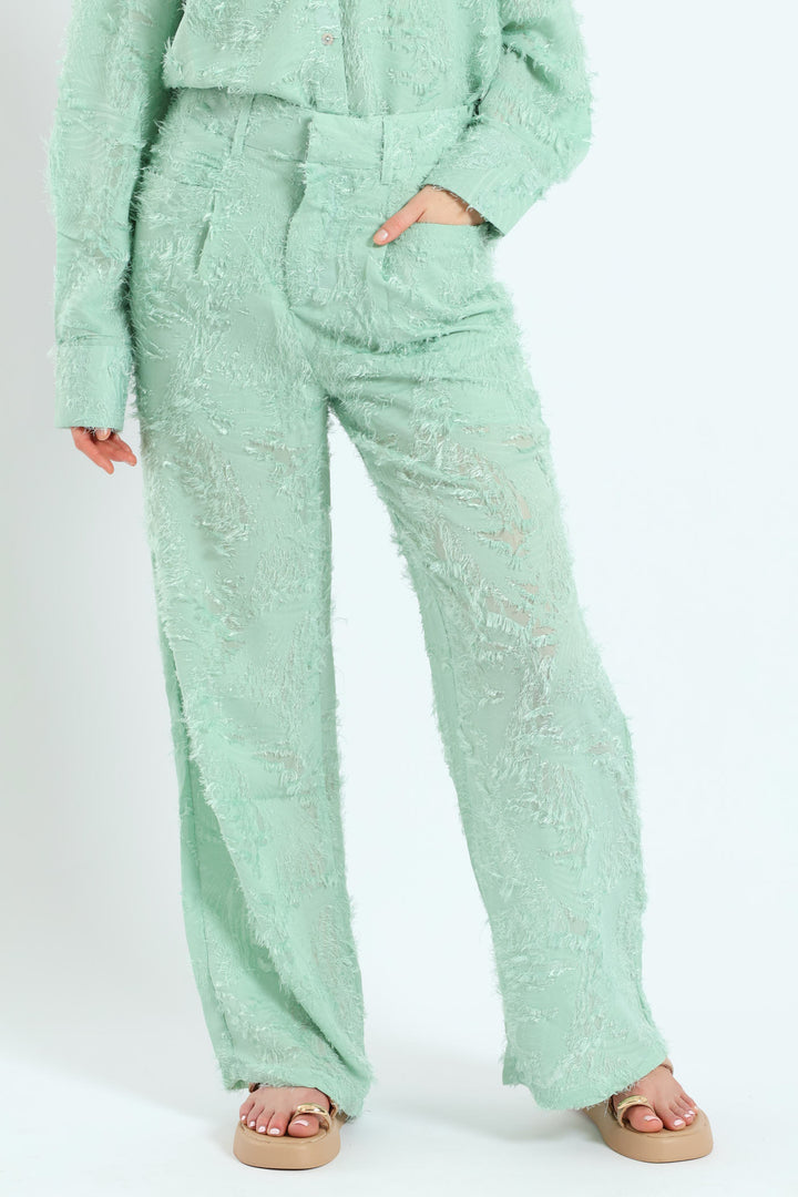 Wideleg Burnout Pants - Blue