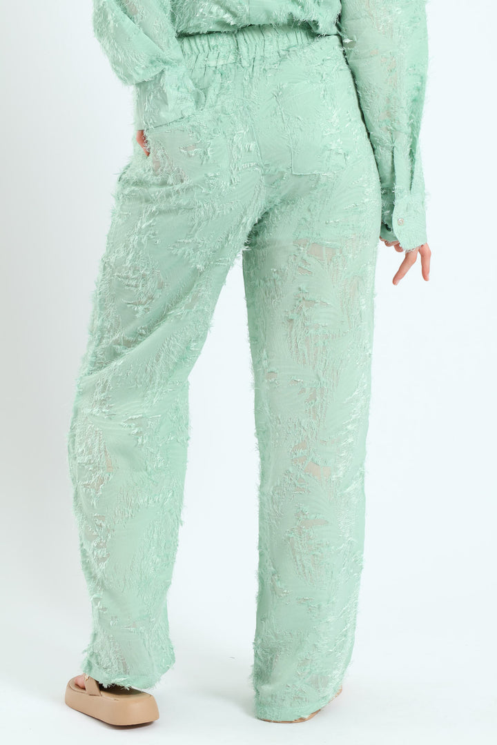 Wideleg Burnout Pants - Blue