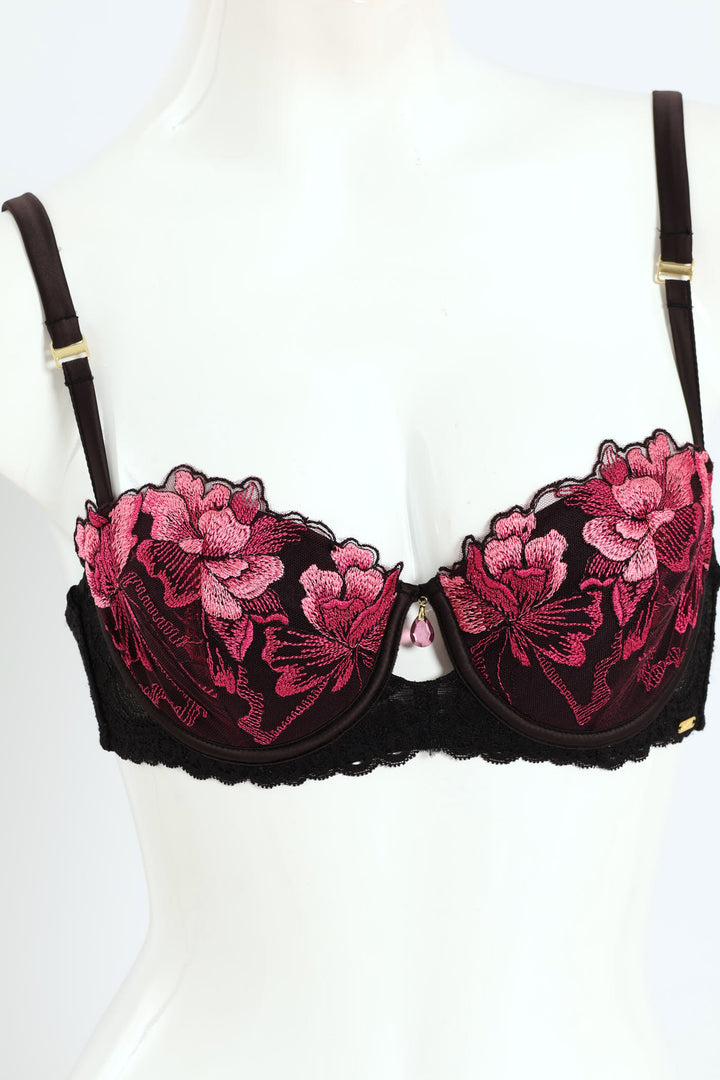 Embroidered Lace Lightly Padded Balconette Bra