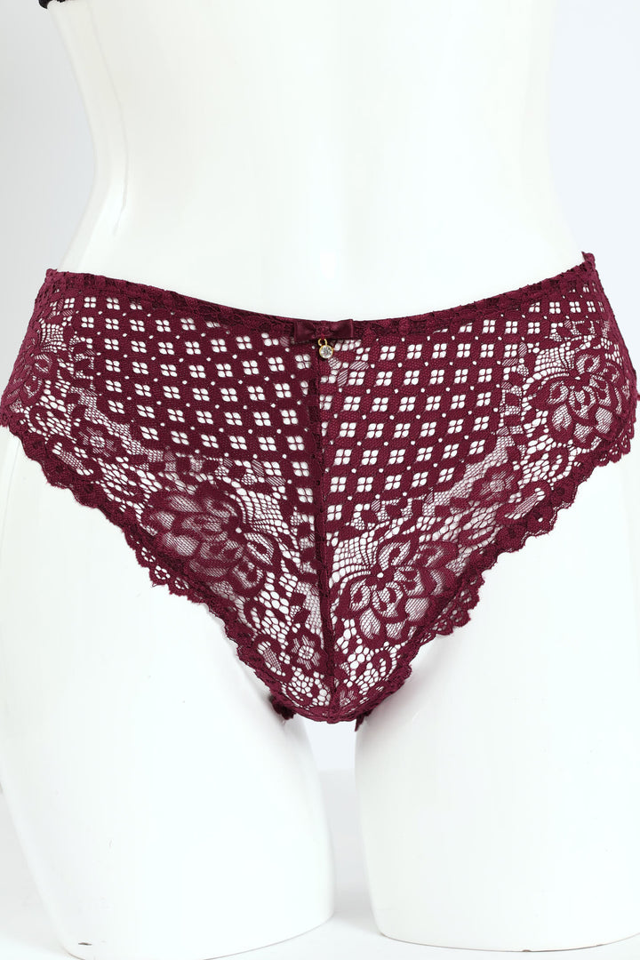 Full Lace Midi Panty - Wine