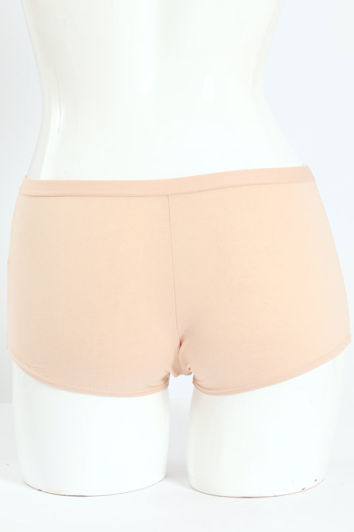 Girls 2 Pack Boyleg Pantie - Nude