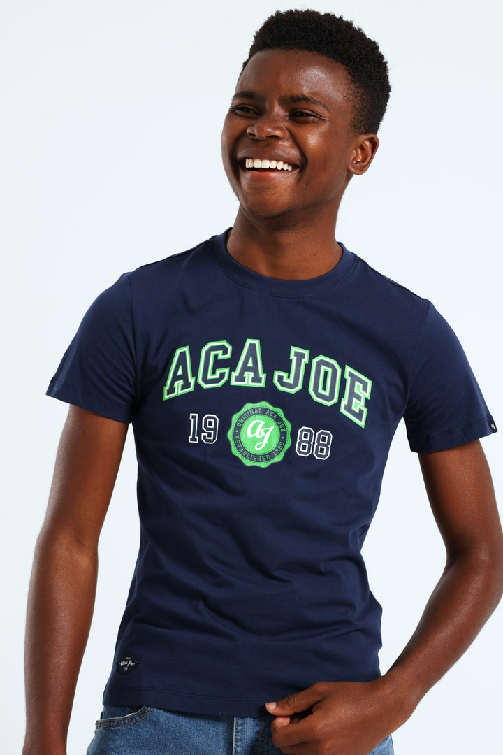 Boys Varsity Print Tee - Navy