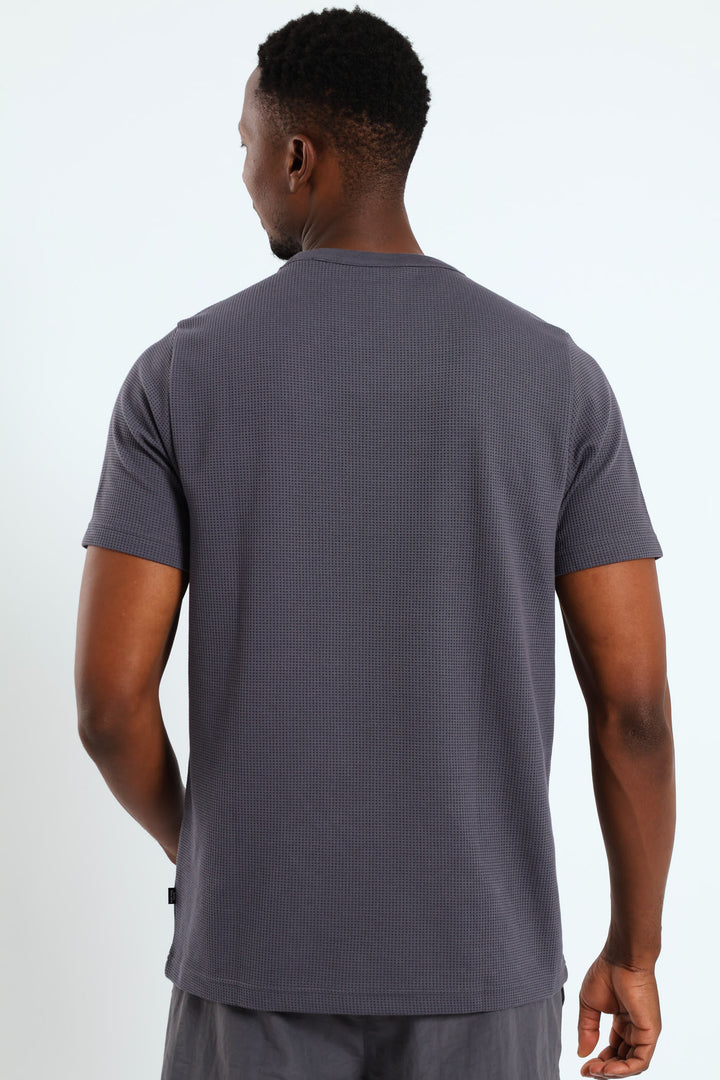 Essentials Elevated Waffle Tee - Dark Grey