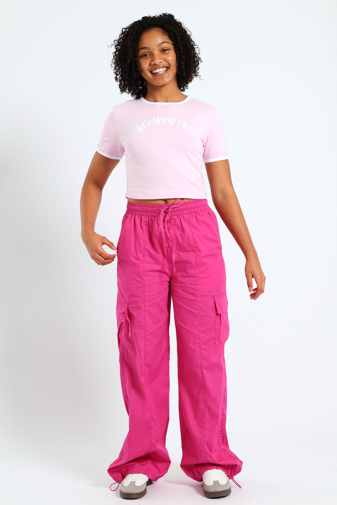 Girls Parachute Pants - Cerise