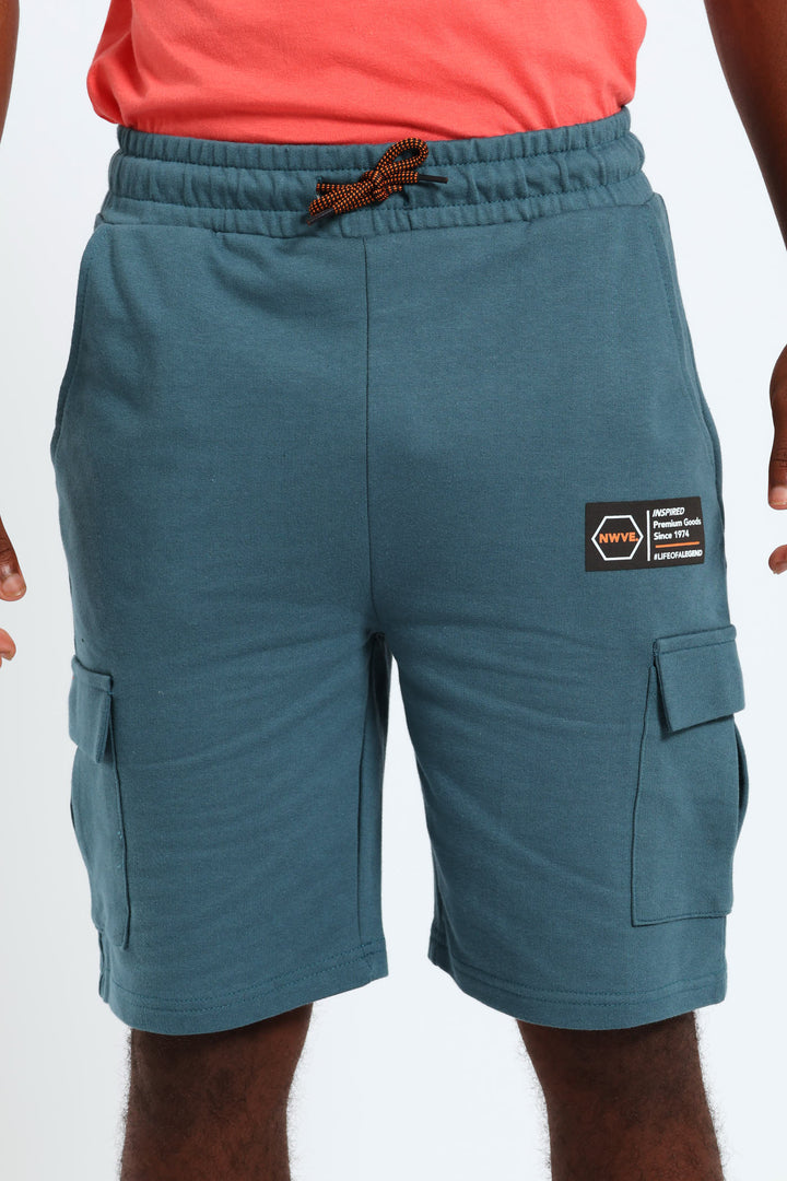 Boys Cargo Fleece Shorts - Dark Teal