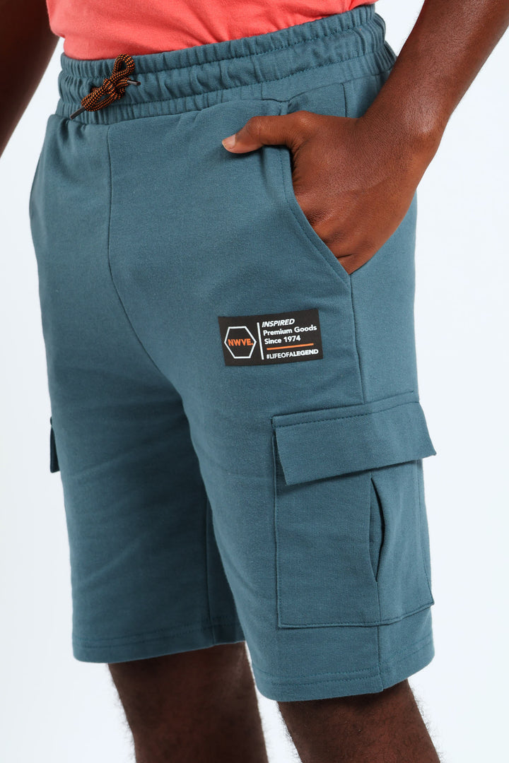 Boys Cargo Fleece Shorts - Dark Teal