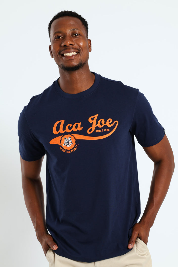 Tail Logo Embroidered Tee - Navy