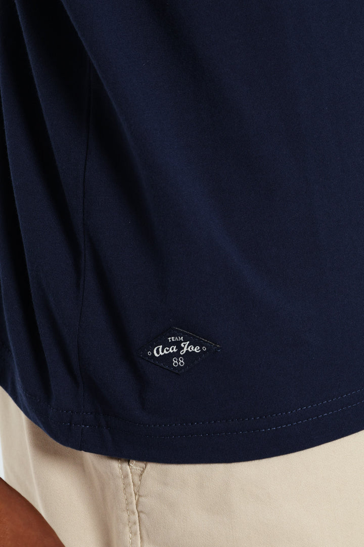 Tail Logo Embroidered Tee - Navy