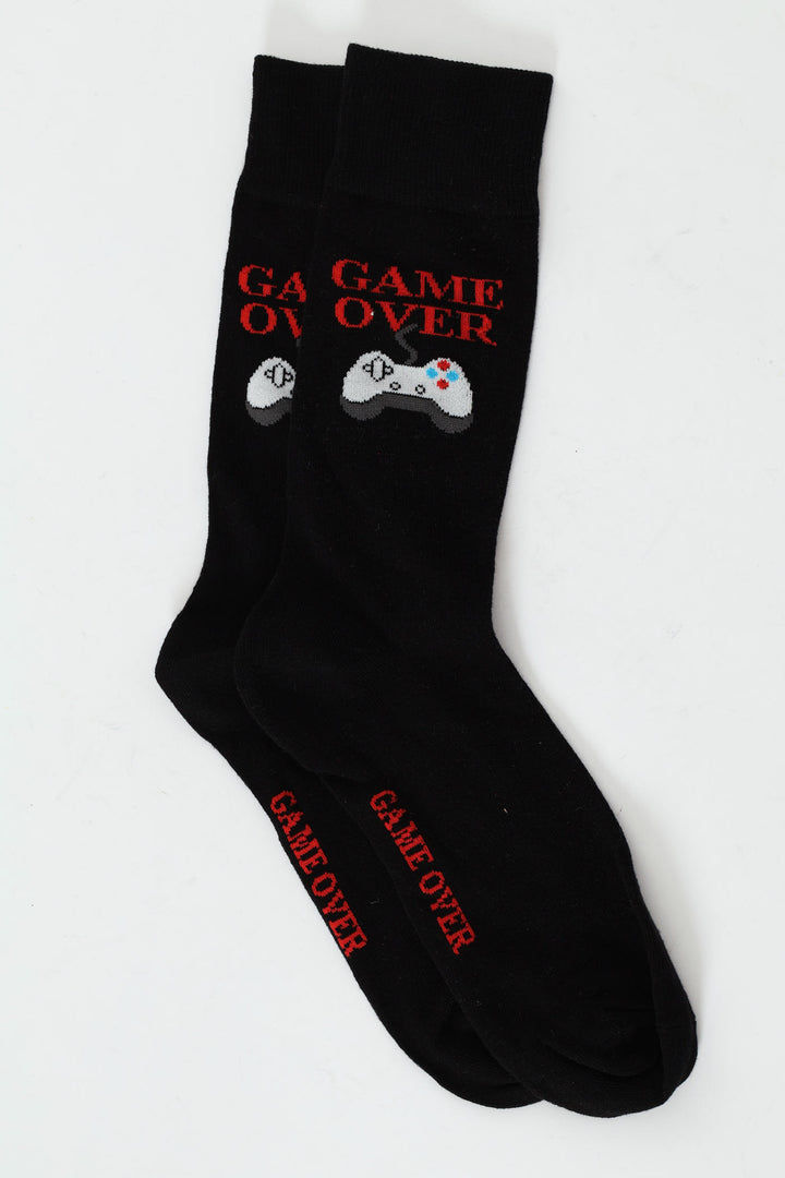 Single Game Over Anklet Socks - Black