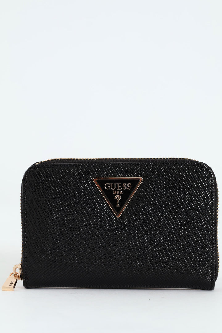 Laurel Medium Zip Around Purse - Black