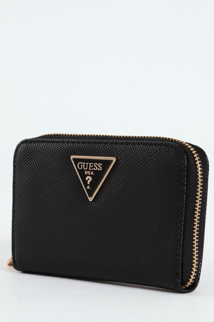 Laurel Medium Zip Around Purse - Black