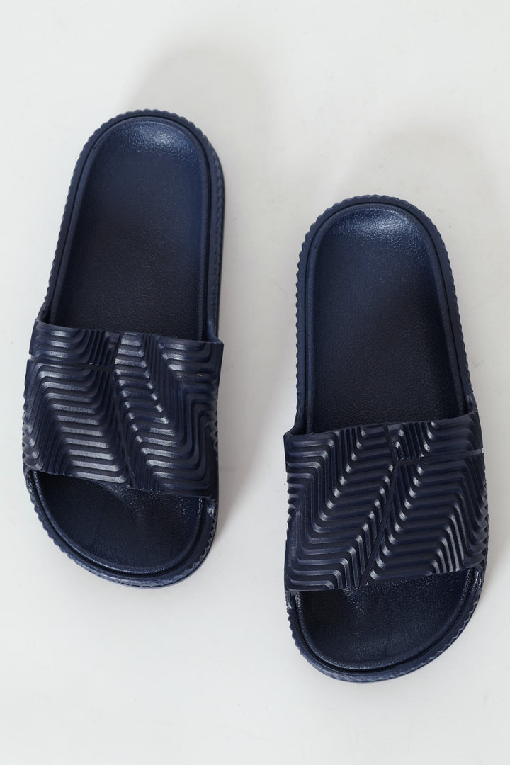 3D Slide Sandals - Navy