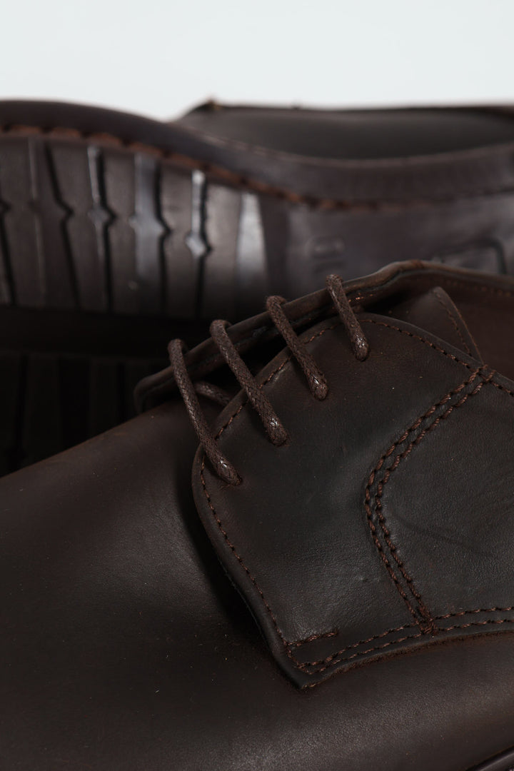 Smart Casual Lace Up Leather Derby Shoe - Chocolate