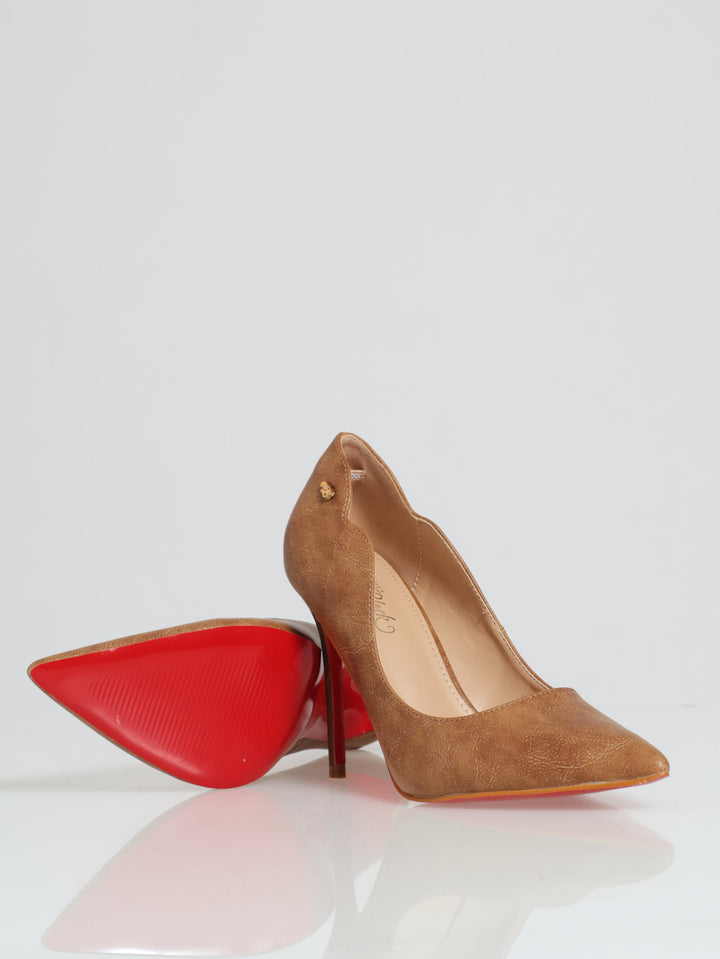 Lola Scallop Edge Court Heel - Brown