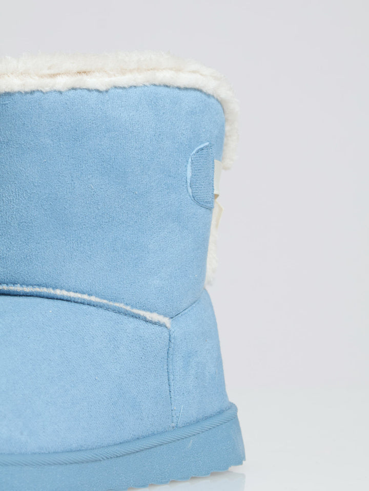Outdoor Slipper Bootie With Bow Detail - Light Blue