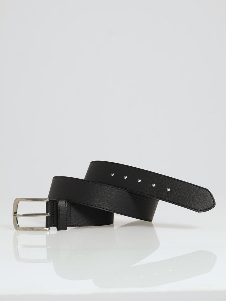 Casual Belt With Contrast Stitiching - Black