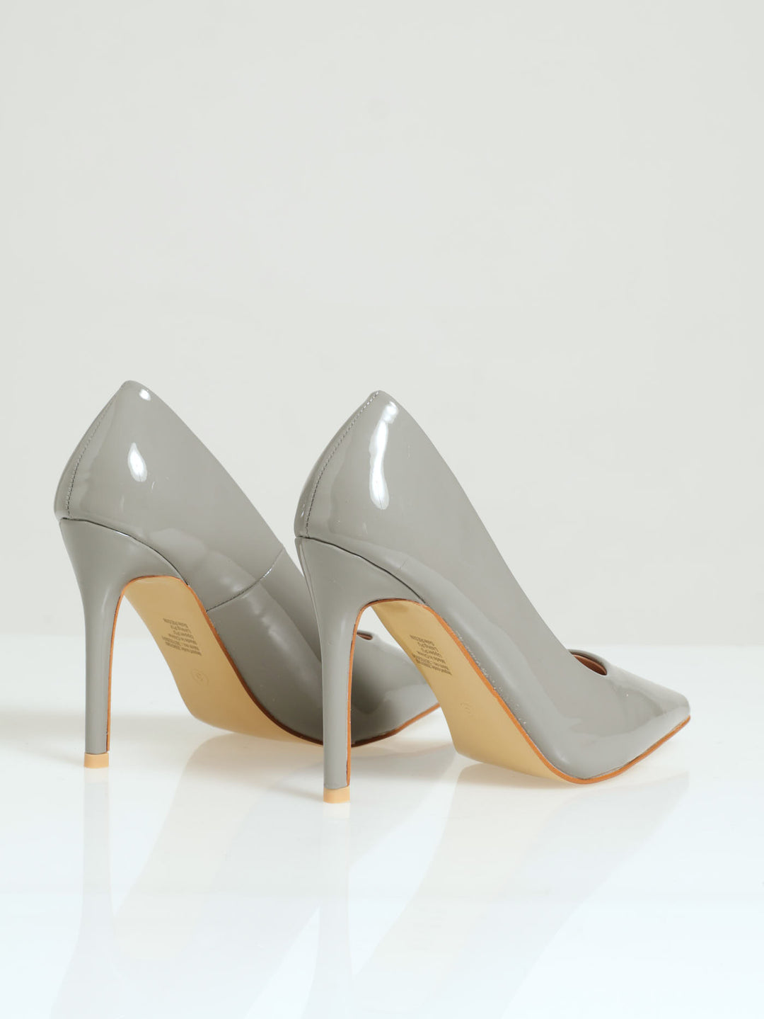 Patent Pointy Lamy Fashion Heel - Grey