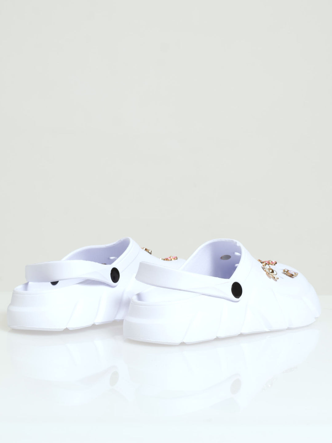 Flatform Eva Clog With Jibbetz - White