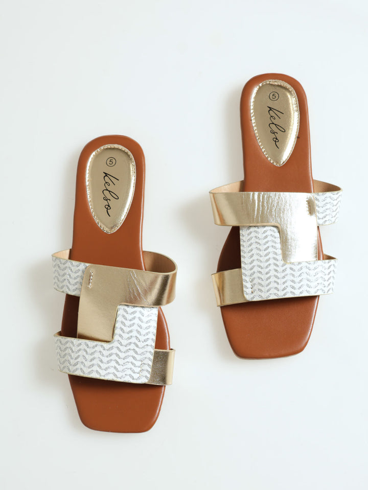 Multi Fabric H-Mule Sandal