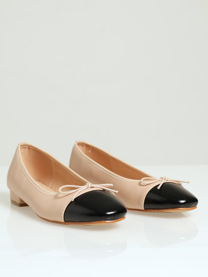 Melisse 5 Two Tone Bow Pump - Nude