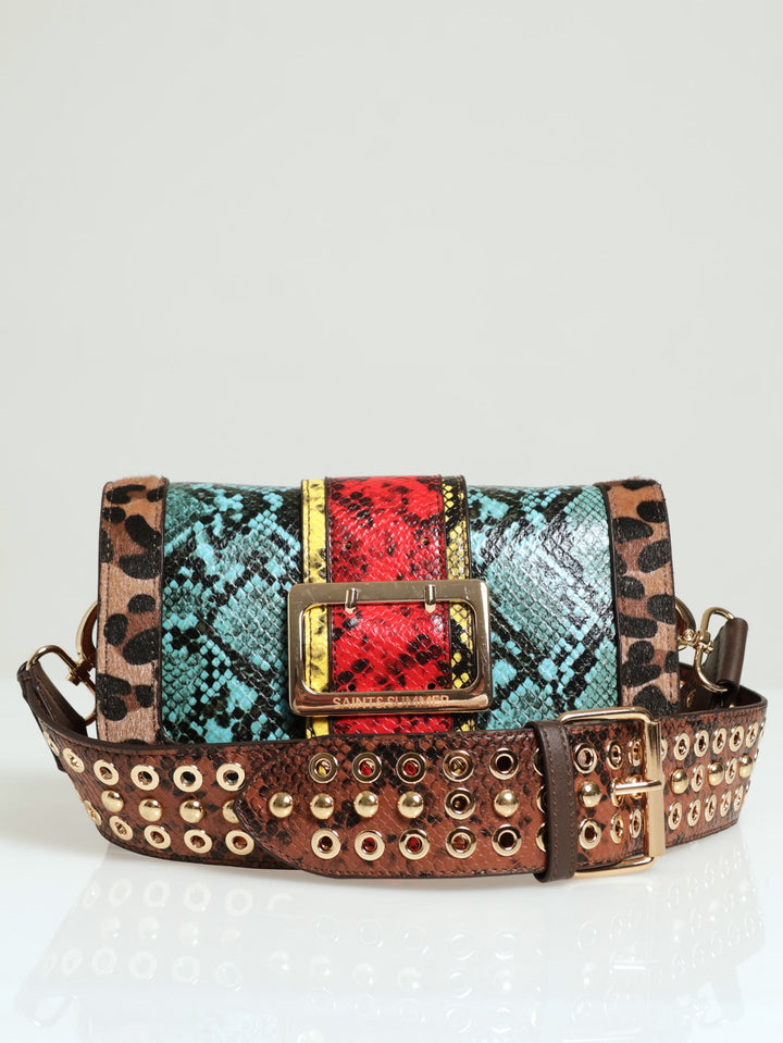 Multi-Colour Print Shoulder Bag - Black