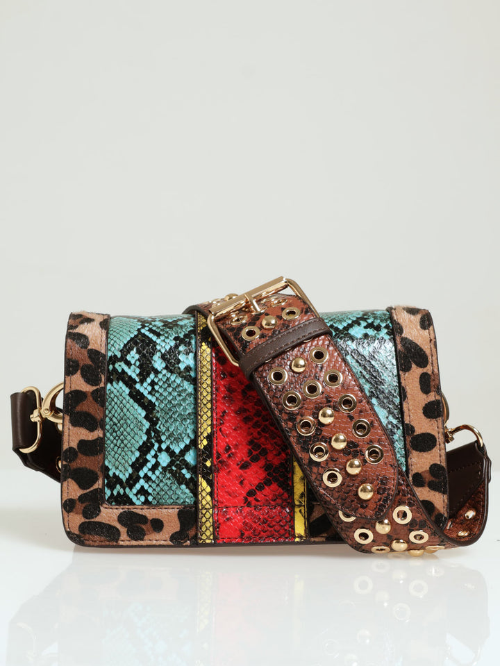 Multi-Colour Print Shoulder Bag - Black