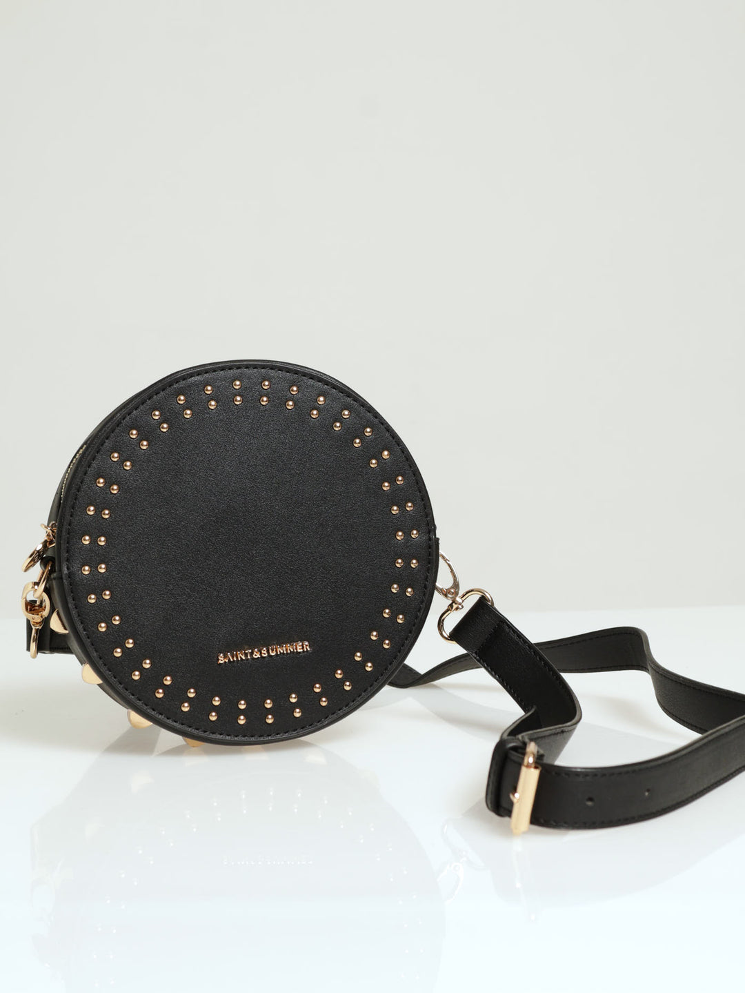 Textured Pu Laptop Bag With  Studs - Black