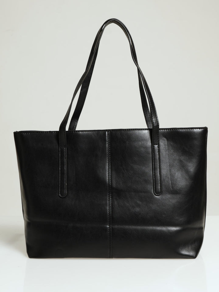 Panelled Shopper Bag - Black