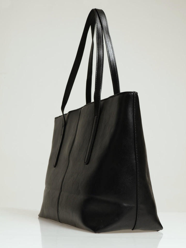 Panelled Shopper Bag - Black