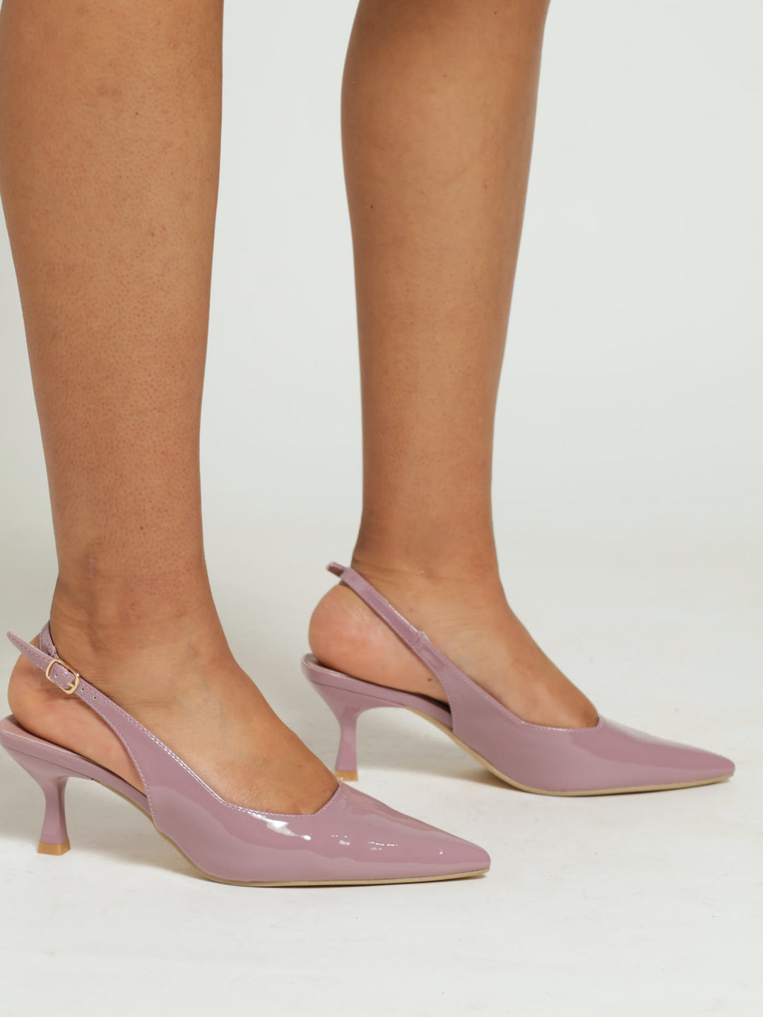 Pointed Slingback Plain Kitten Heel - Dusty Pink