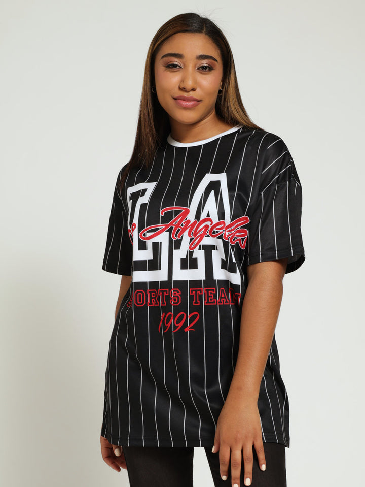 Pinstripe LA Tee - Black