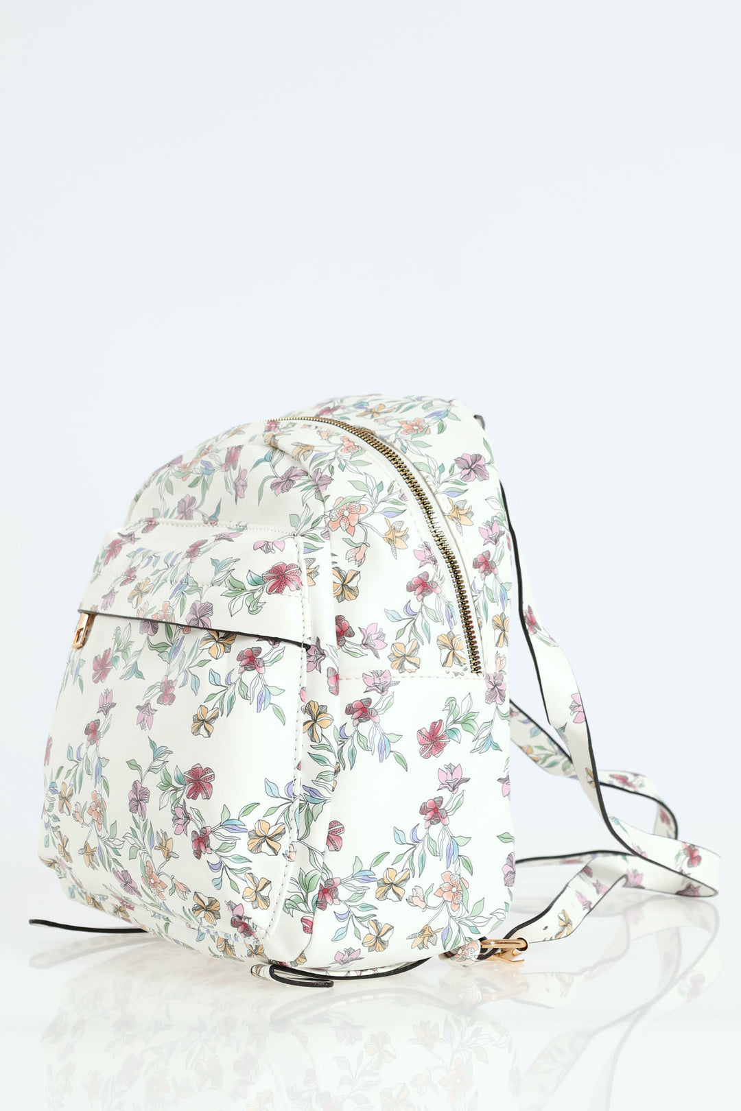 Floral Print Backpack - White