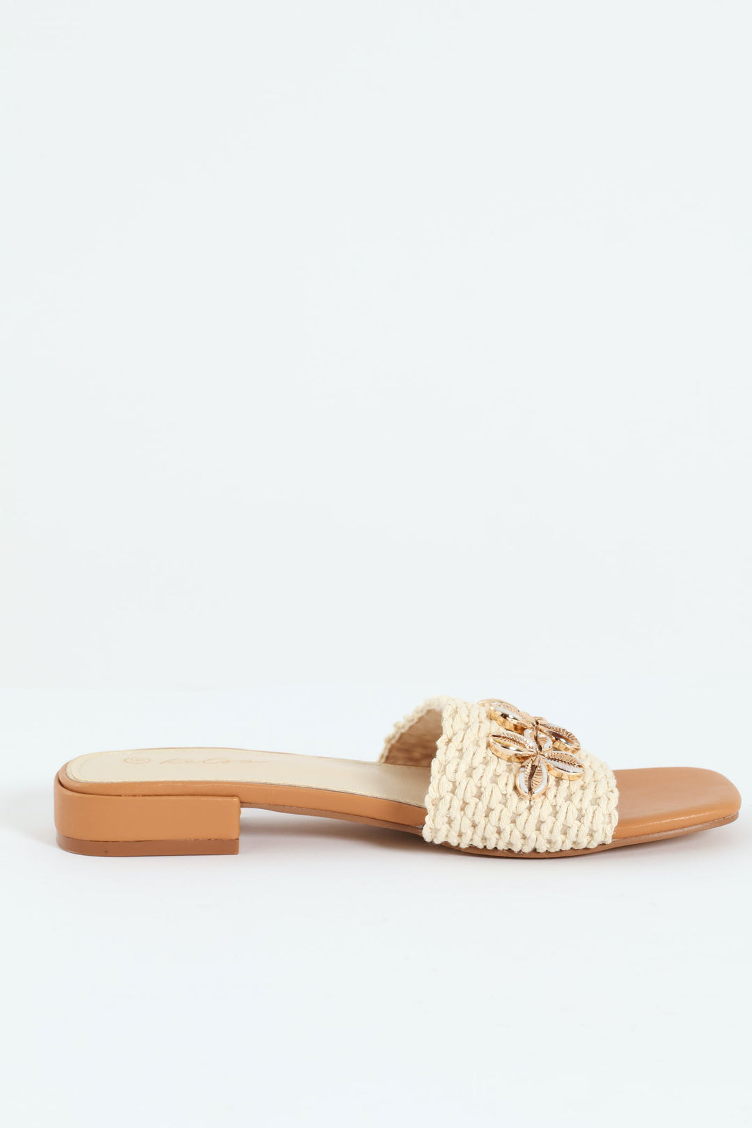 Crochet & Sea Shells Mule Sandal - Natural