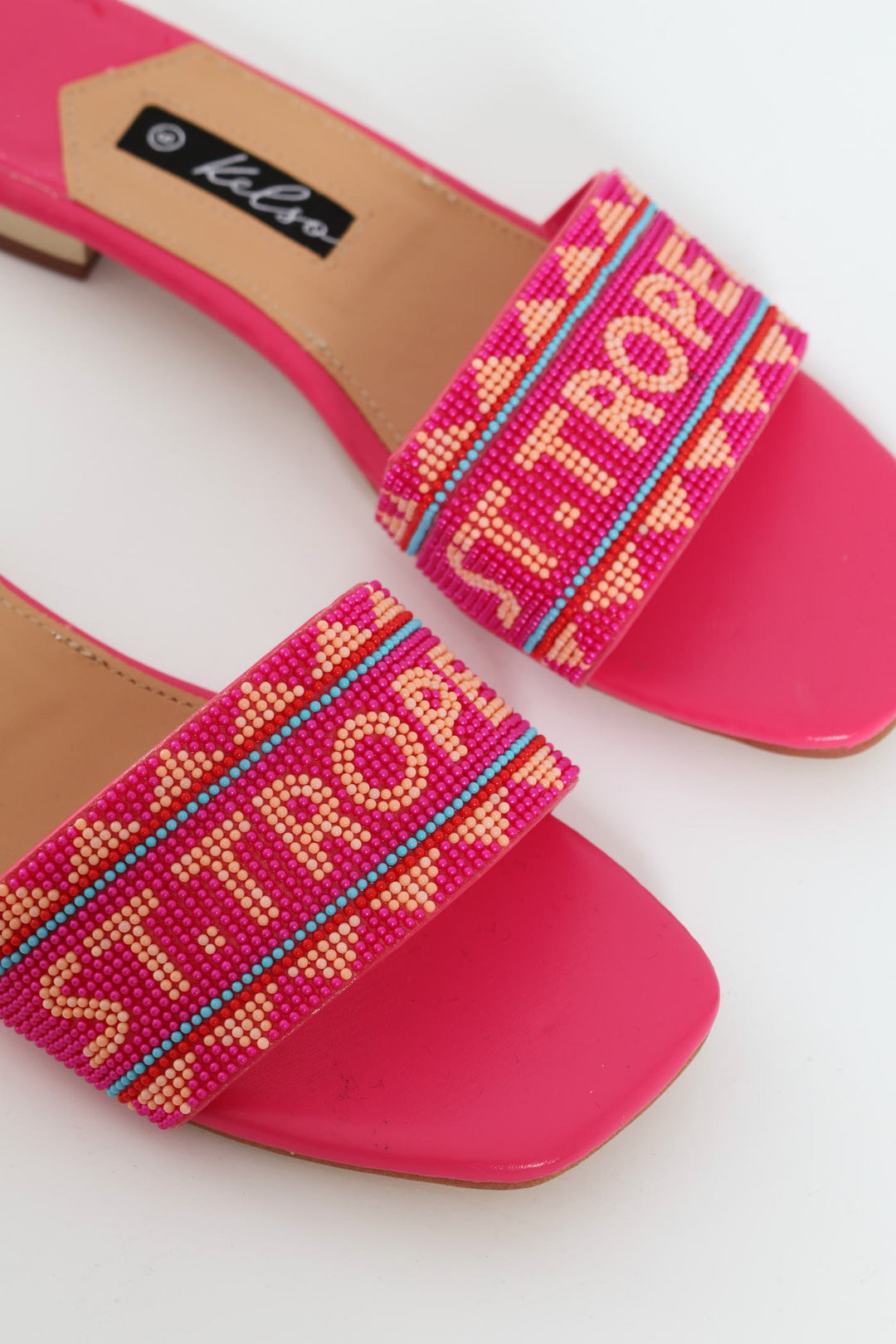 Beaded Mule Sandal - Fuchsia