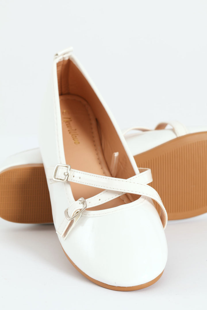 Girls Crossover Pump - White