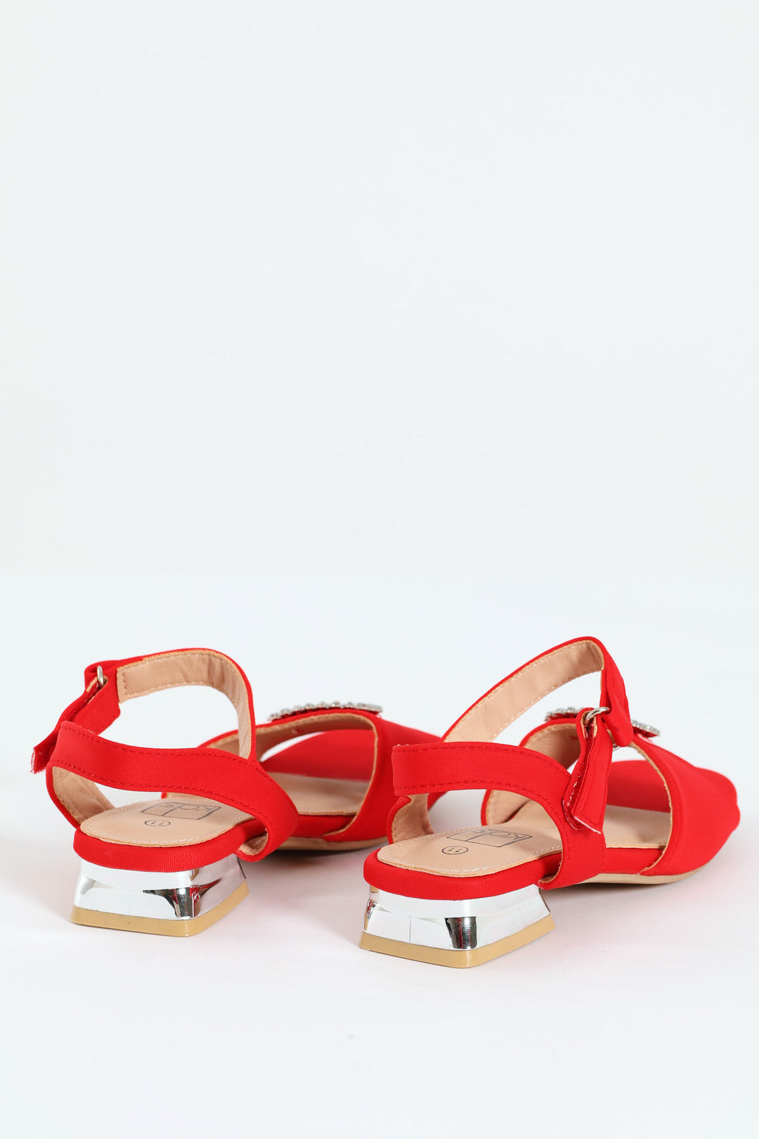 Pre-Girls Jewel Trim Heeled Sandal - Red