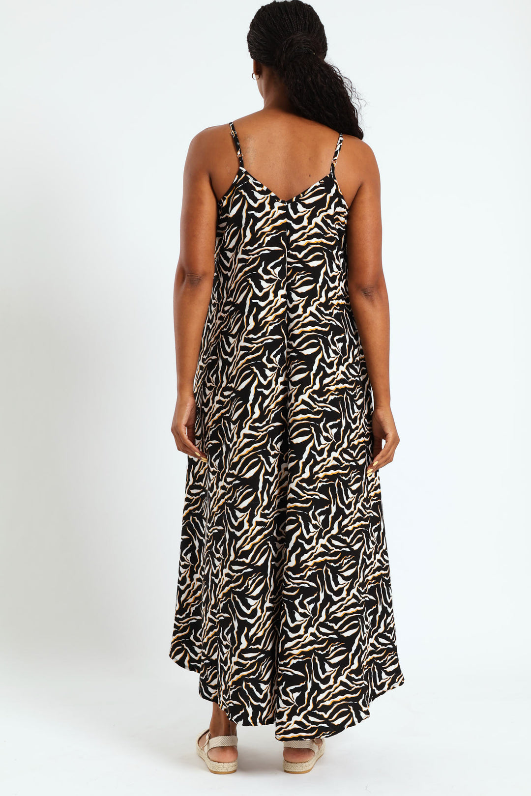 Printed Strappy Slip Maxi Dress