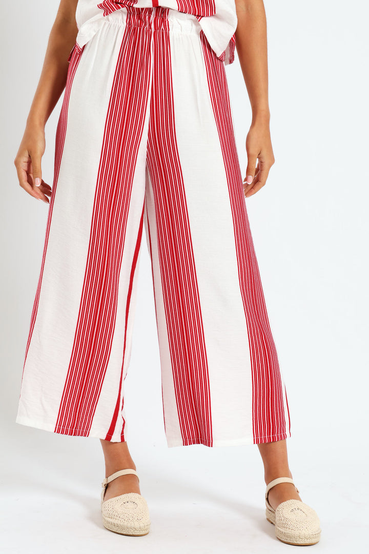 Pull On Capri Pants - White/Red