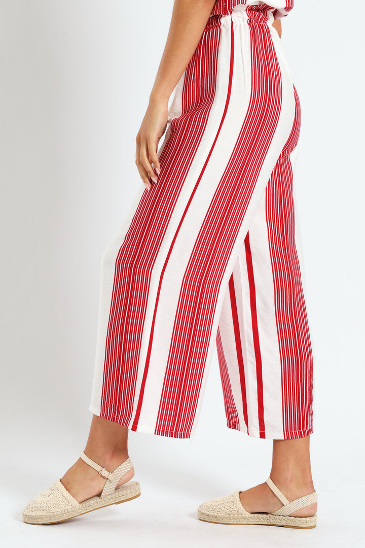 Pull On Capri Pants - White/Red