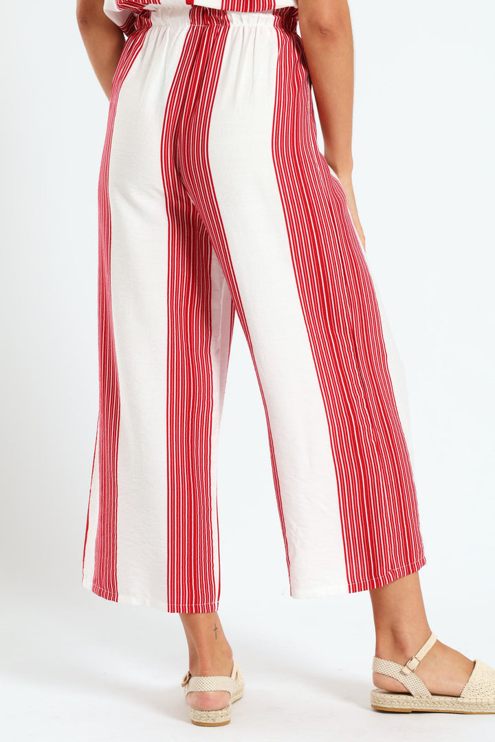 Pull On Capri Pants - White/Red