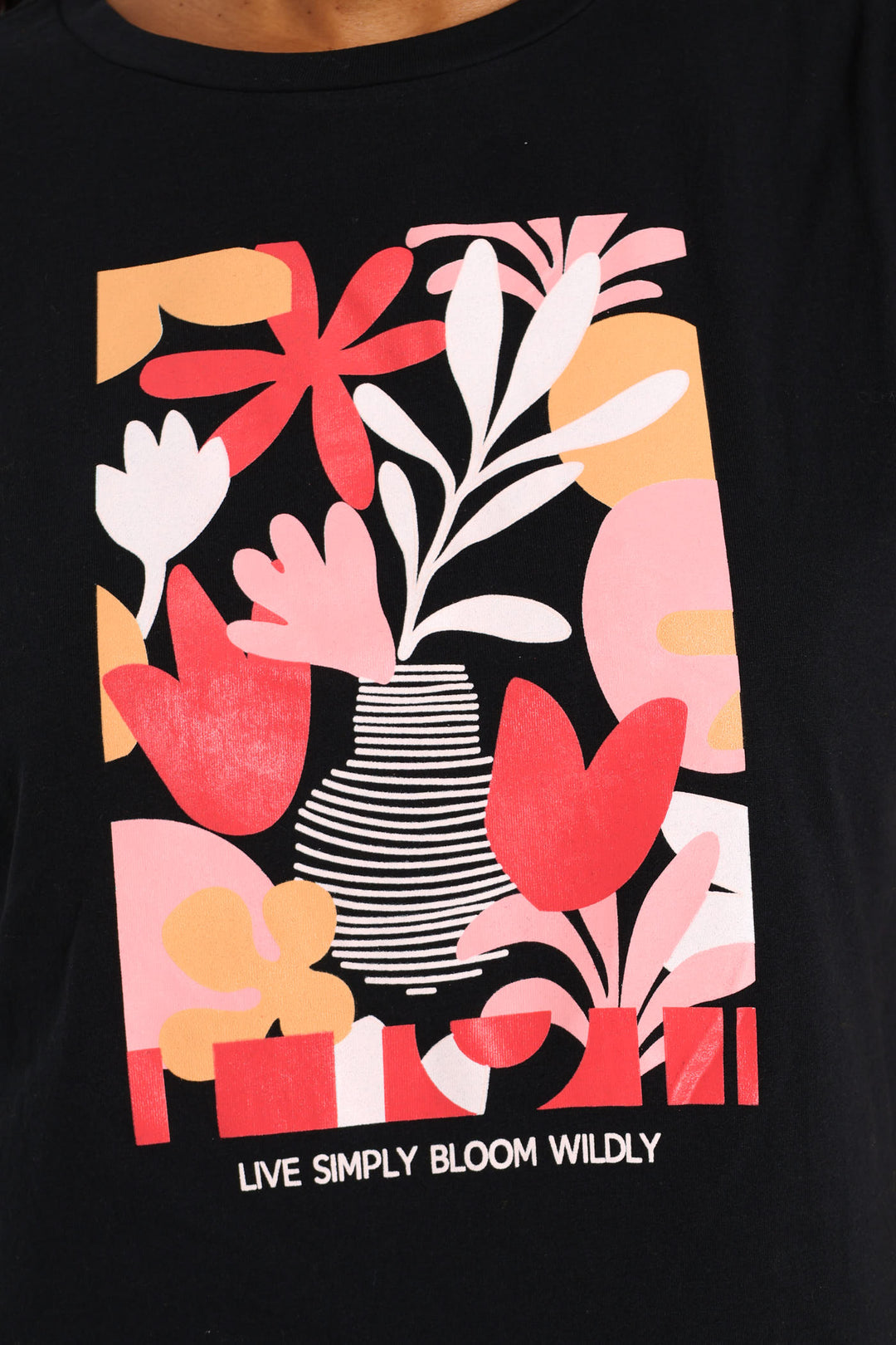 Abstract Floral Frame Tee - Black