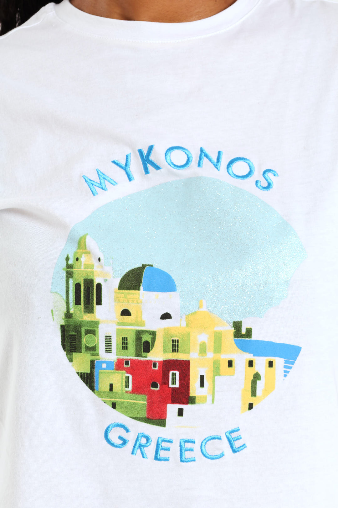 Mykonos Embroidered Tee - White