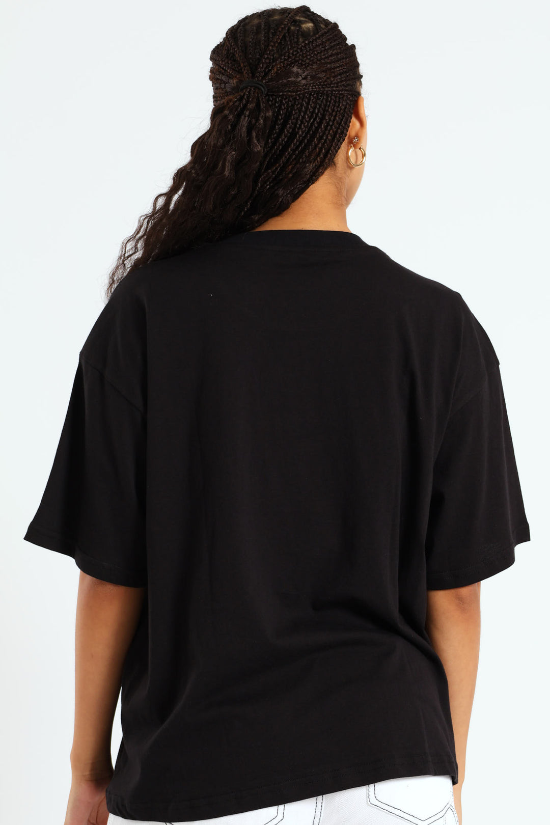 Oversized Printed Teddy Tee - Black