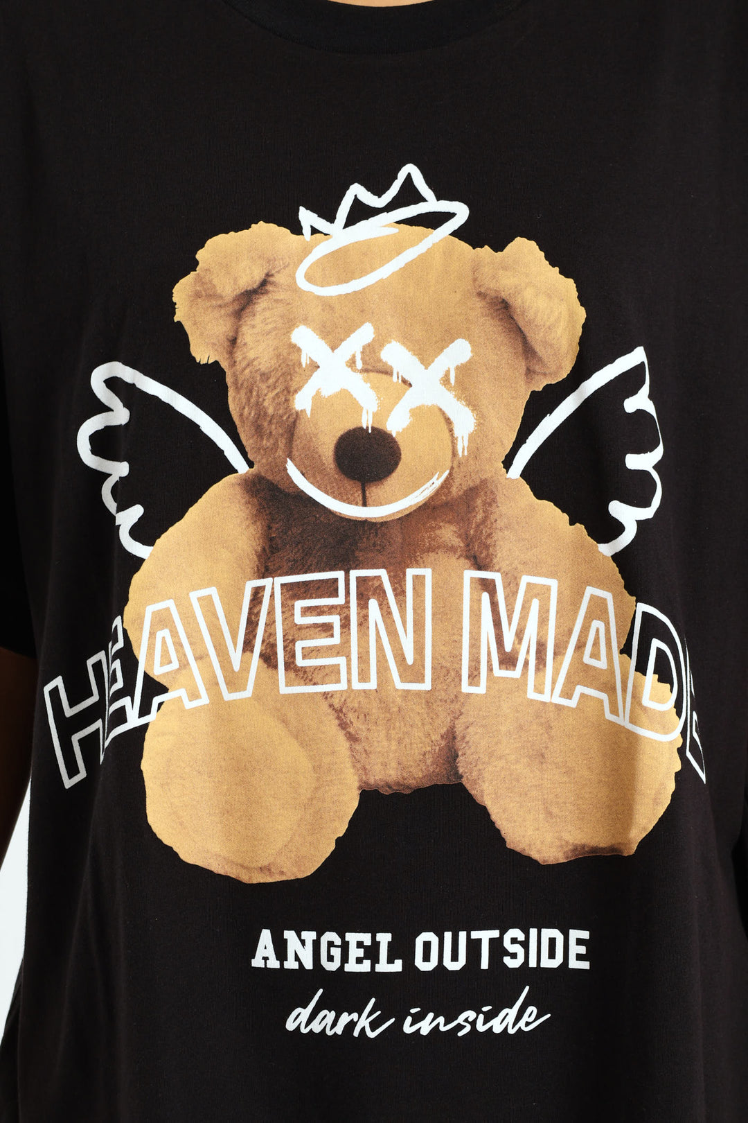 Oversized Printed Teddy Tee - Black