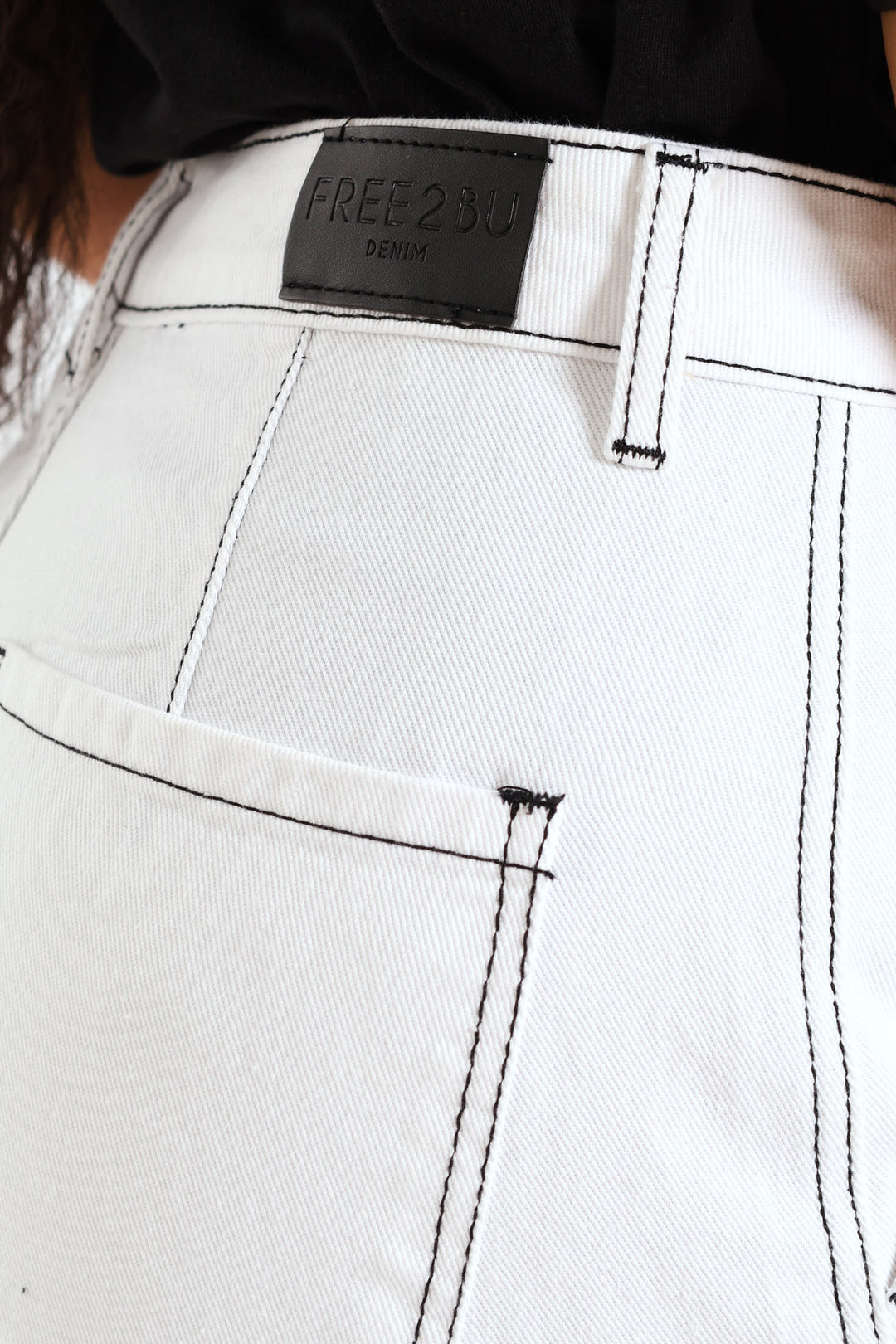 Cargo Contrast Stitch Jean - White/Black