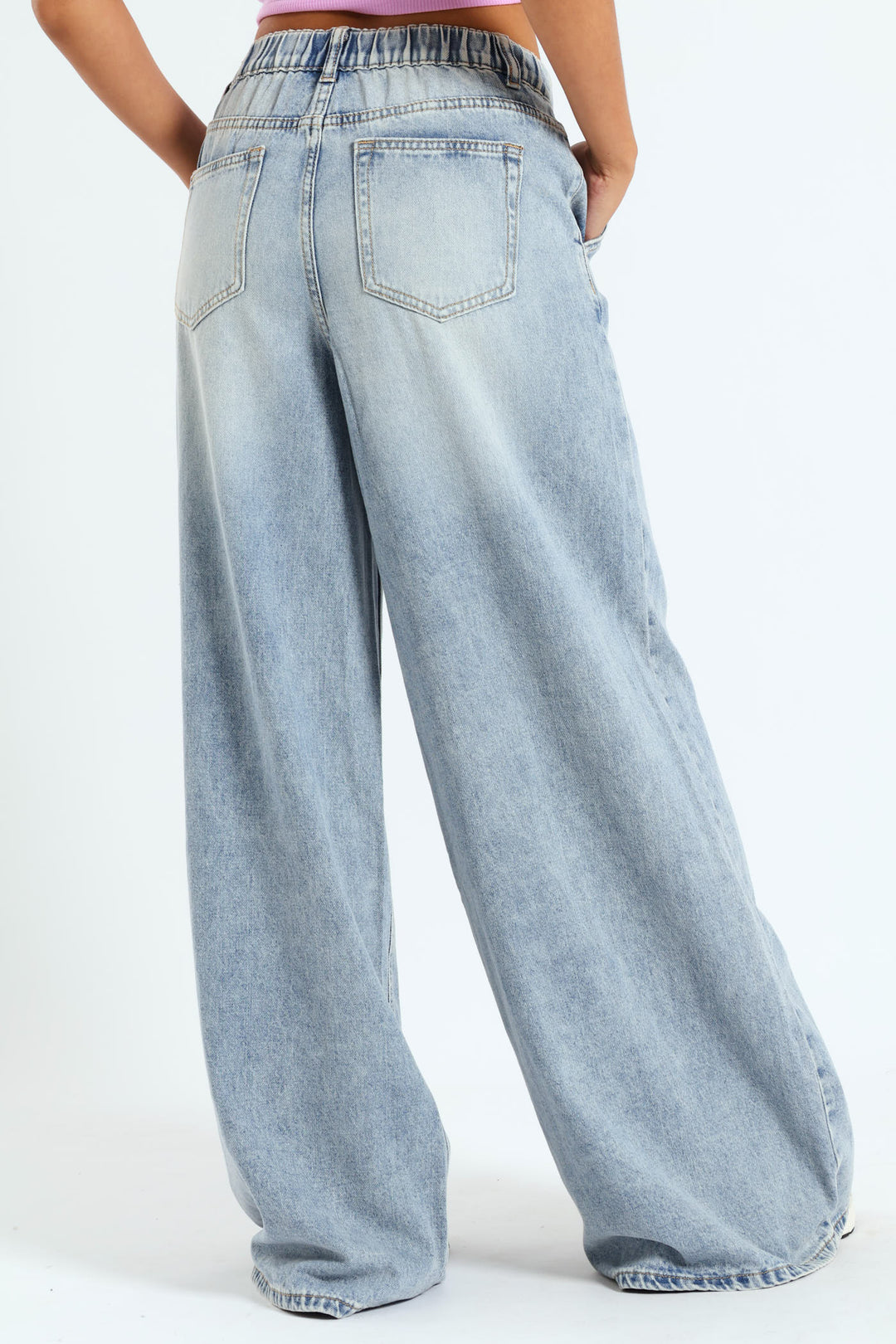 Angle Pocket Super Wide Jean - Salty Mid Wash