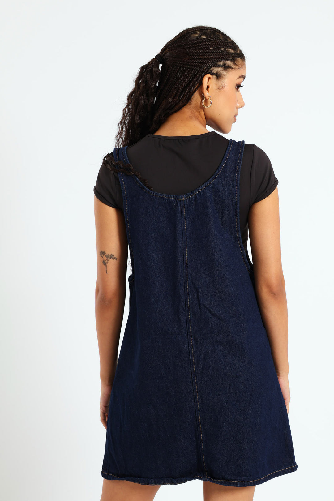 Boxy Denim Pinafore Dress - Ink